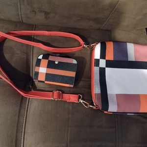 Matching Plaid Shoulder Bag And Card/Picture Holder